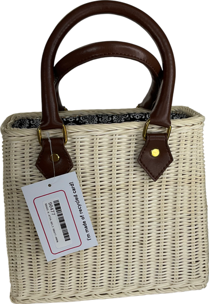 Beige Wicker Tote Bag Small One Size