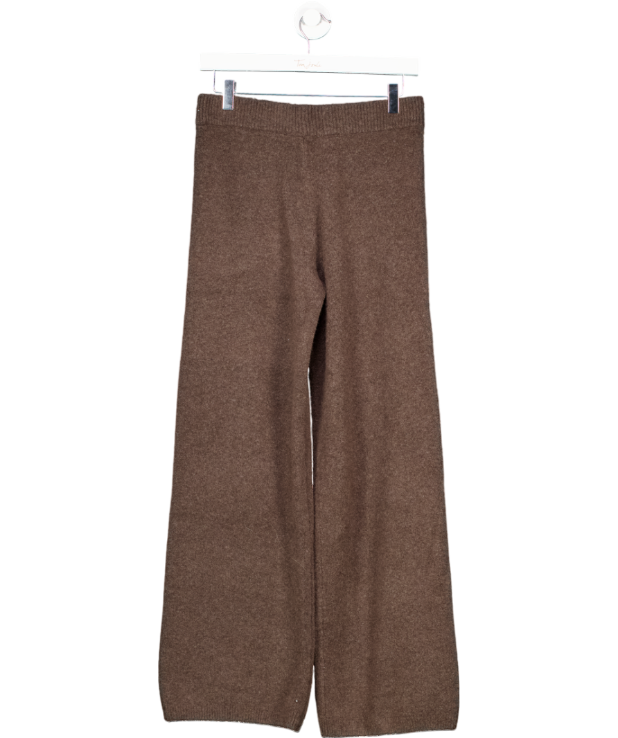 MANGO Chocolate Brown Supersoft Straight Leg Knit Trouser UK S