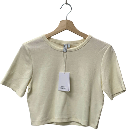 & Other Stories Cream Organic Cotton Blend Cropped T-Shirt L