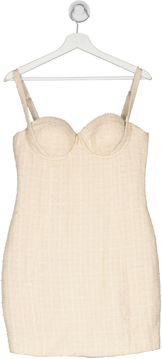 Meshki Nude Adina Boucle Fitted Strappy Mini Dress UK L