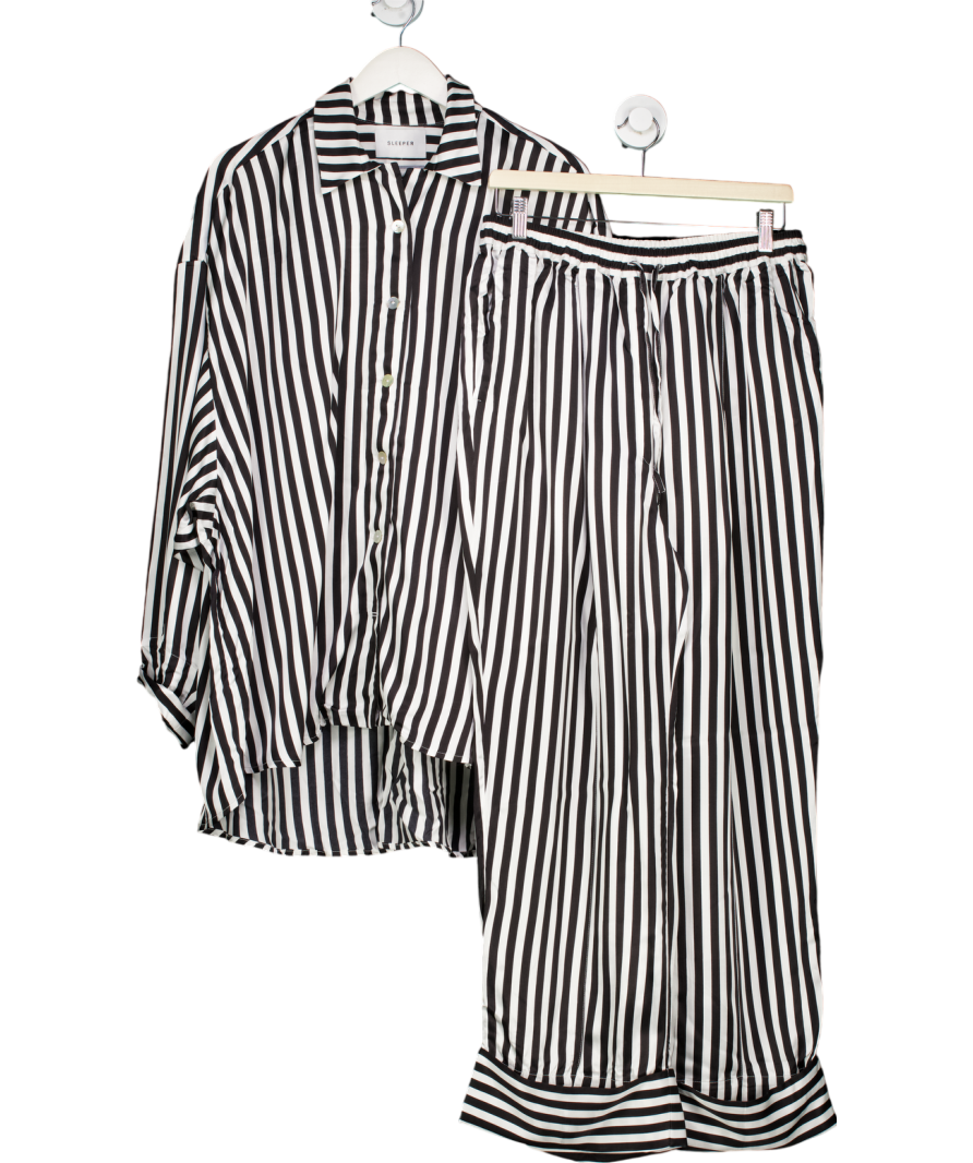 Sleeper Satin Black And White Pyjama Set UK S/M