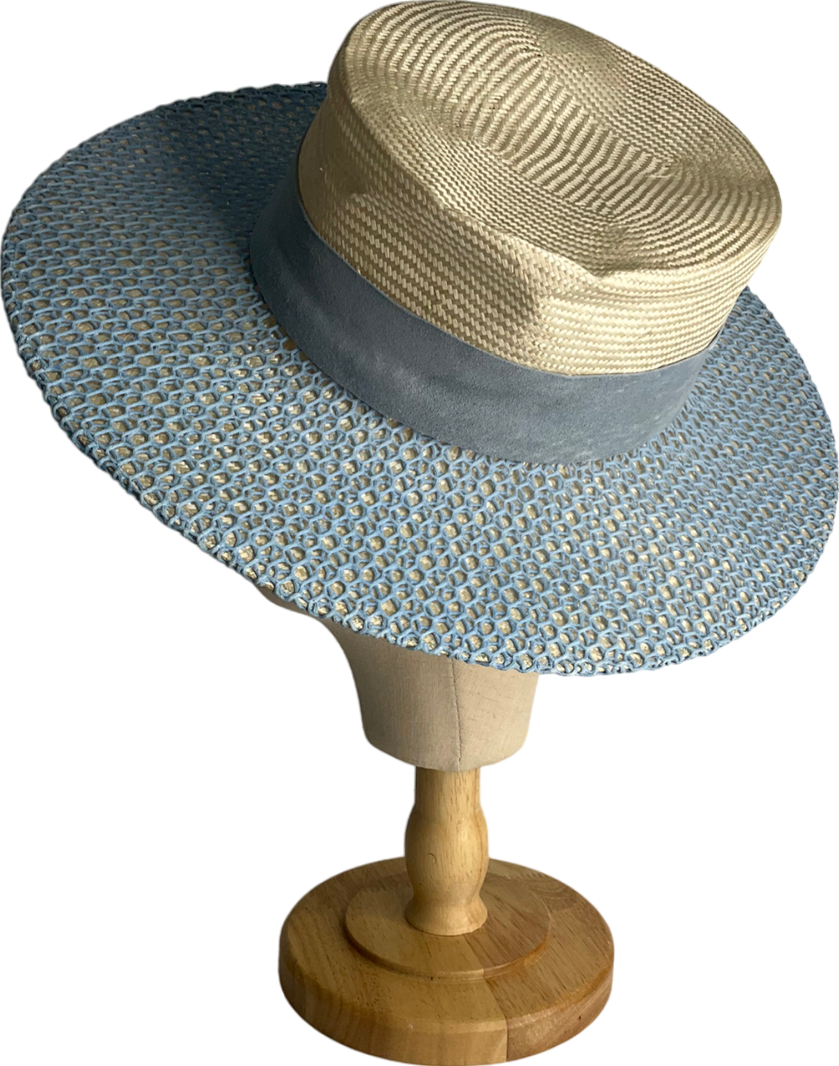 vivien sheriff Blue Spin Wheel Straw Hat