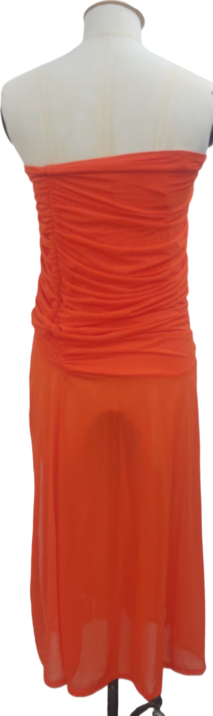 ASOS Orange Bardot Dress With Side Split UK 8