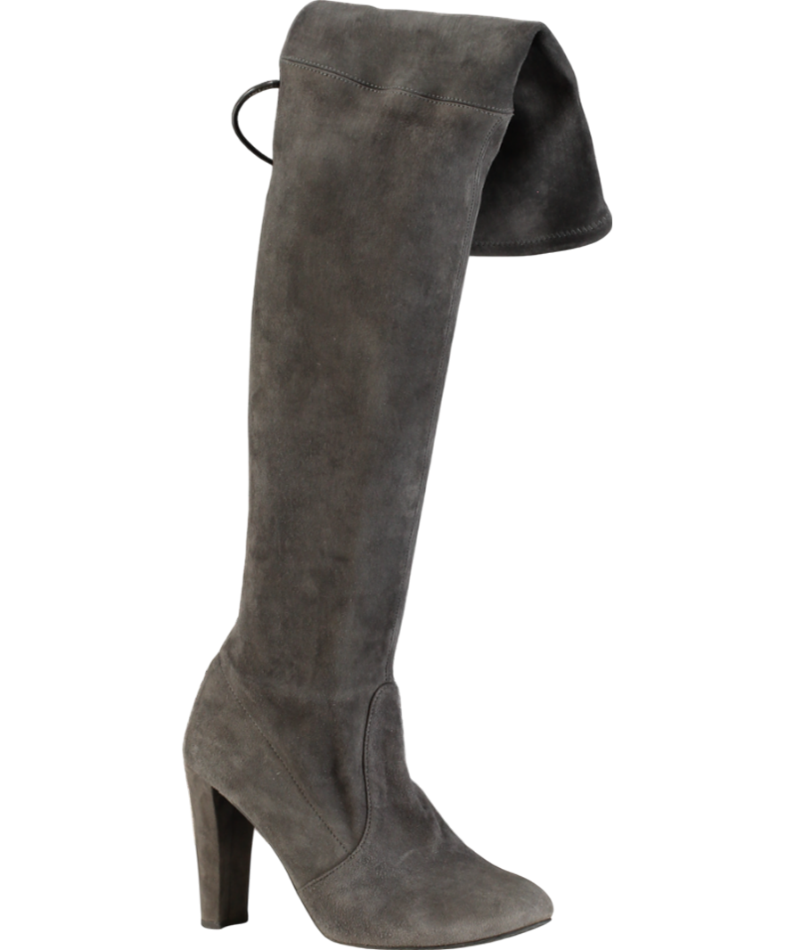 Stuart Weitzman Grey Highland Suede Knee High Boots UK 4 EU 37 👠