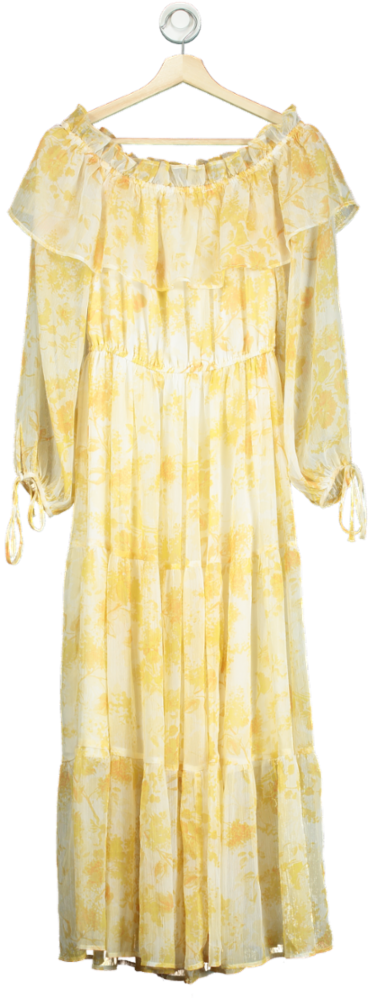 River Island Yellow Floral Maxi Dress UK 10