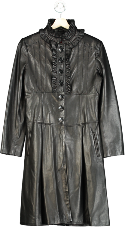 Genel Black Leather Coat UK 10