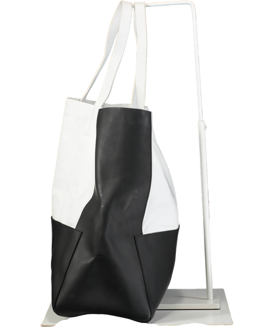 Joseph White / Black Large Leather tote Bag