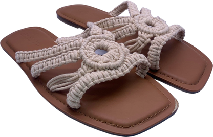 Simply Be Beige Macrame Sandals UK 7