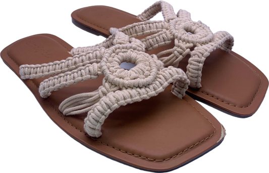 Simply Be Beige Macrame Sandals UK 7