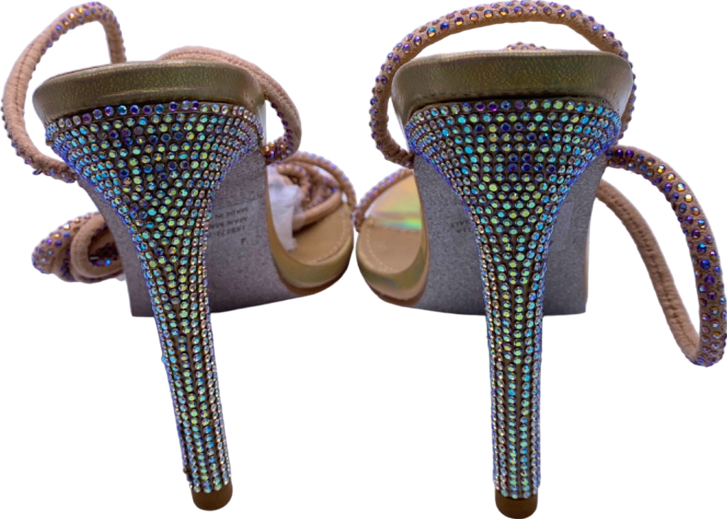 EGO Beige Holographic Open Toe Heels UK 4