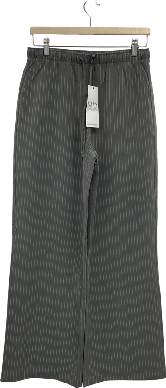 Stradivarius Pull On Trouser In Grey Pinstripe UK M