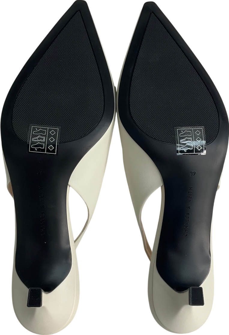 Charles & Keith Cream Leslie Metallic-accent Slingback Pumps UK 6 EU 39 👠