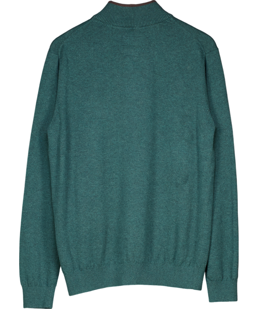 joules Hillside Dark Green Quarter Zip Knitted Jumper UK M