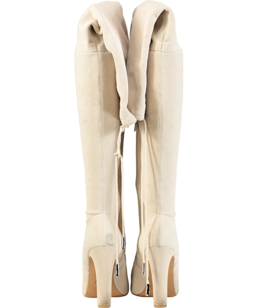 Karen Millen Cream Over The Knee Suede Boots UK 5 EU 38 👠