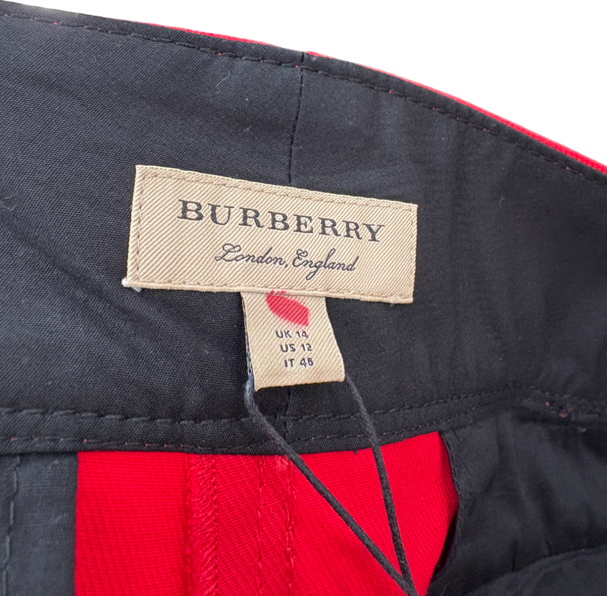 Burberry Red Straight Leg Jeans UK 14