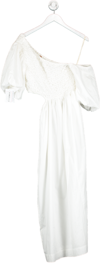 Free People White Puff Sleeve Side Cut Out Maxi Dress UK M