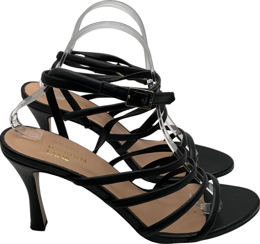 London Lane Black Strappy Sandals UK 8 EU 41 👠