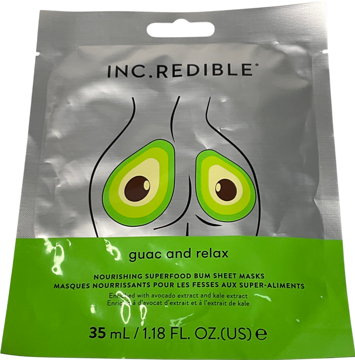 inc redible Guac And Relax Nourishing Avocado And Kale Bum Mask 35ml