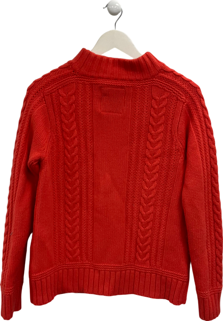 Aubin & Wills Orange 100% Wool Cable Knit Jumper UK M