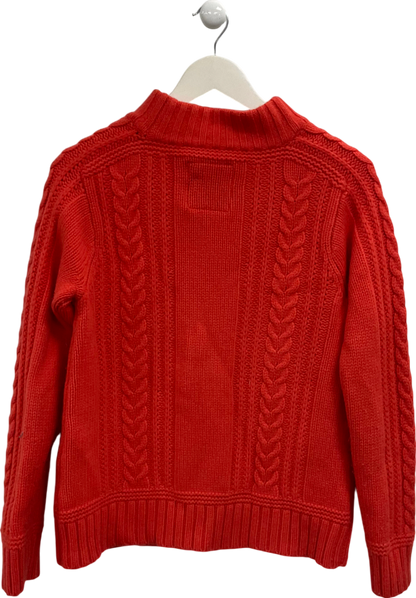 Aubin & Wills Orange 100% Wool Cable Knit Jumper UK M