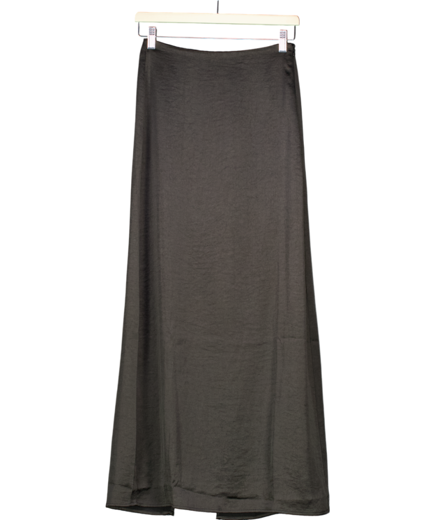 4th & Reckless Black Satin Back Split Maxi Skirt UK 6