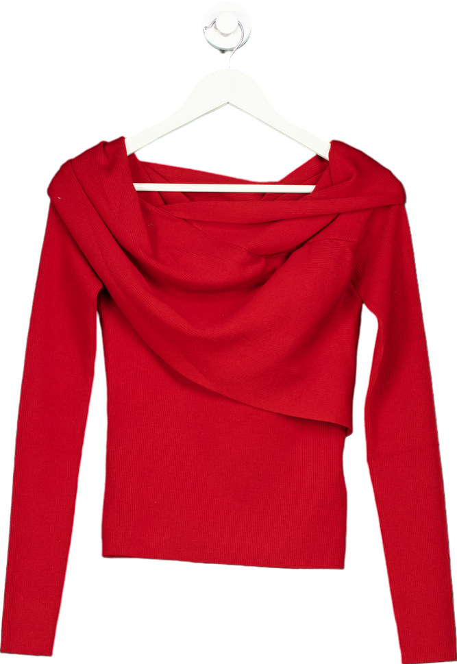 Fabrique Red Draped Knit Top UK 12