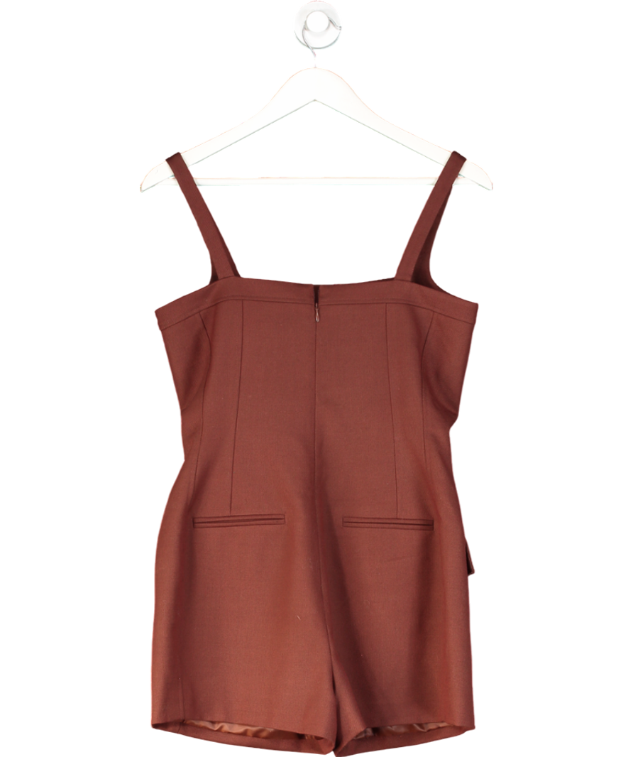 Karen Millen Chocolate Brown Wool Blend Tailored Playsuit UK 10