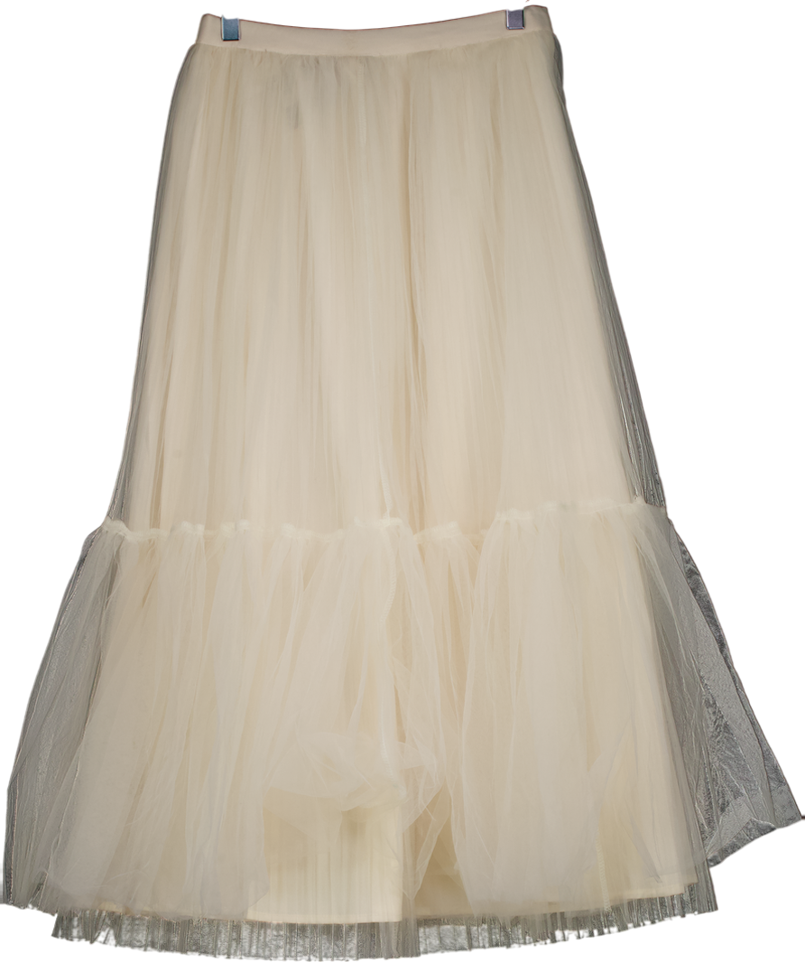 Choklate Cream Tulle Maxi Skirt UK S