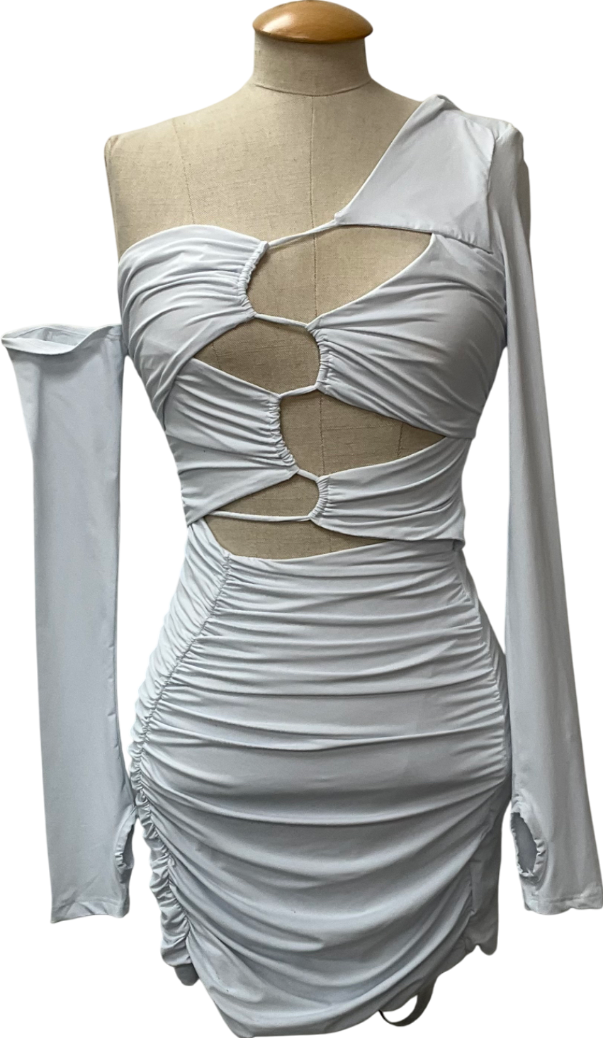 Mistress Rocks White Jersey Asymmetric Cutout Mini Dress UK S