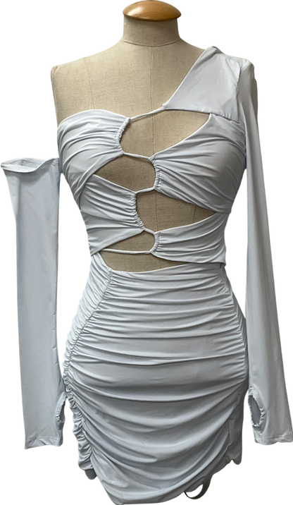 Mistress Rocks White Jersey Asymmetric Cutout Mini Dress UK S