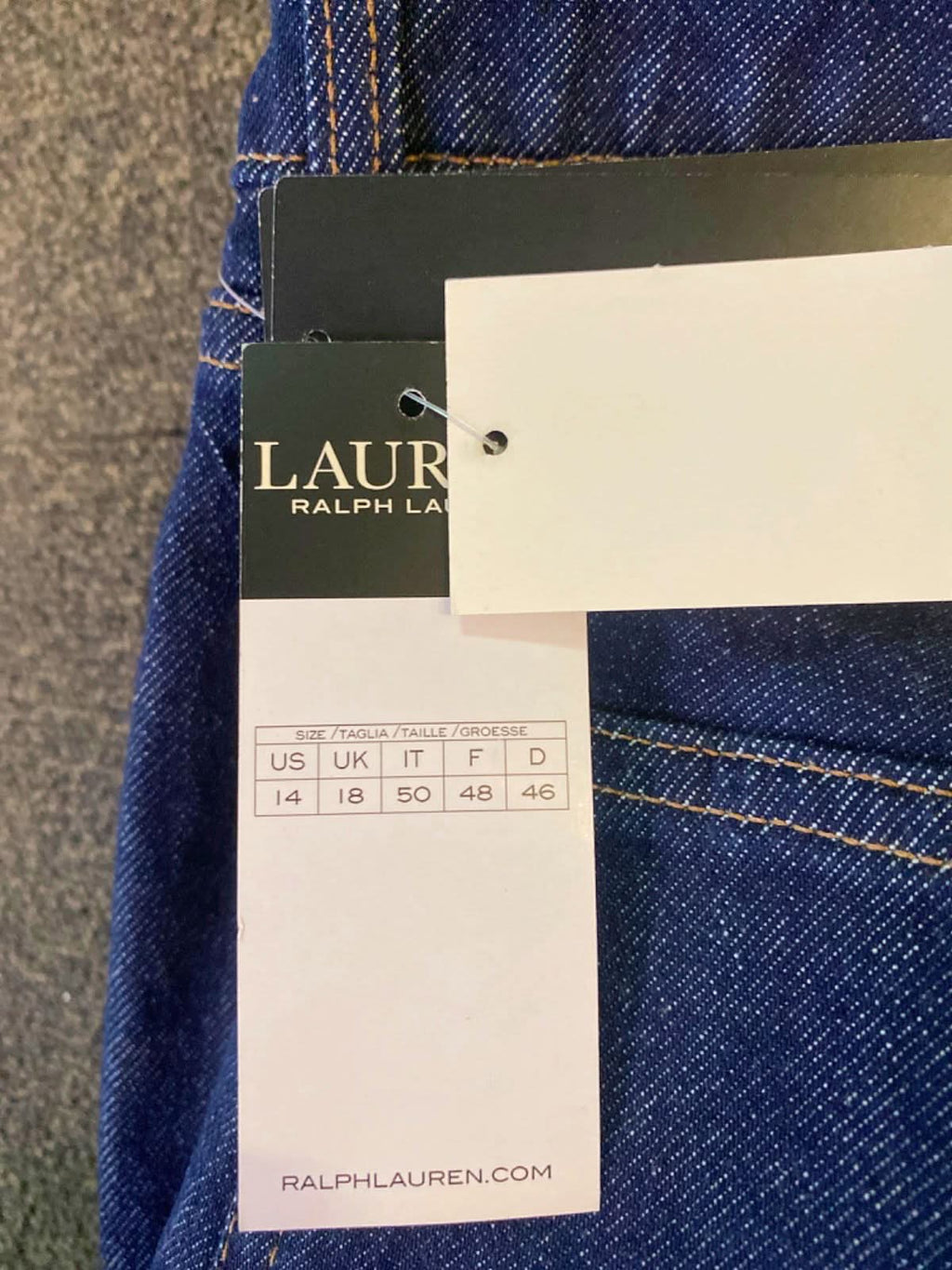 Lauren Ralph Lauren Dark Blue High-Rise Straight Ankle Jeans UK 14