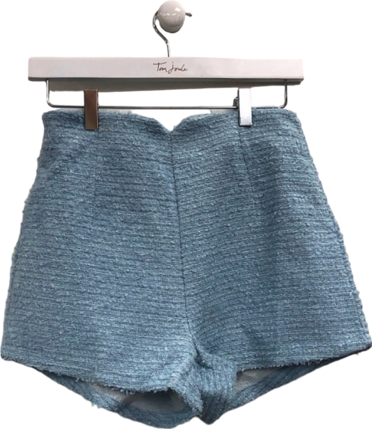 Blue Tweed High-Waist Shorts EU 36