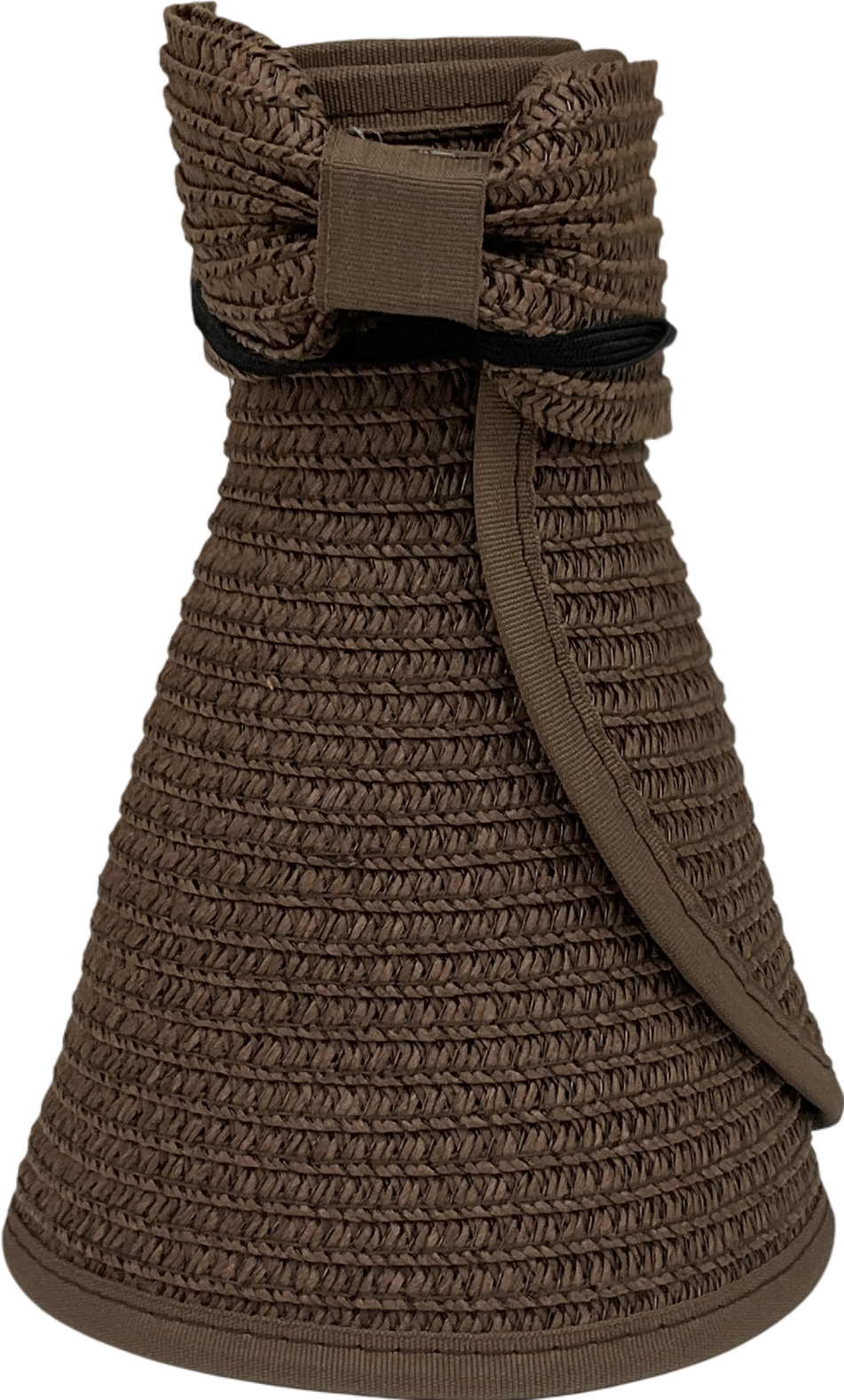 Brown Sun Visor Hats For Women With Bow Wide Brim Straw Roll-up Ponytail Summer Beach Hat Uv Upf Packable Foldable Travel Summer One Size