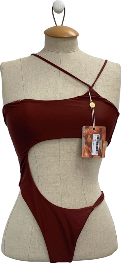 Neena Swim Brown Cut-Out Swimsuit UK M