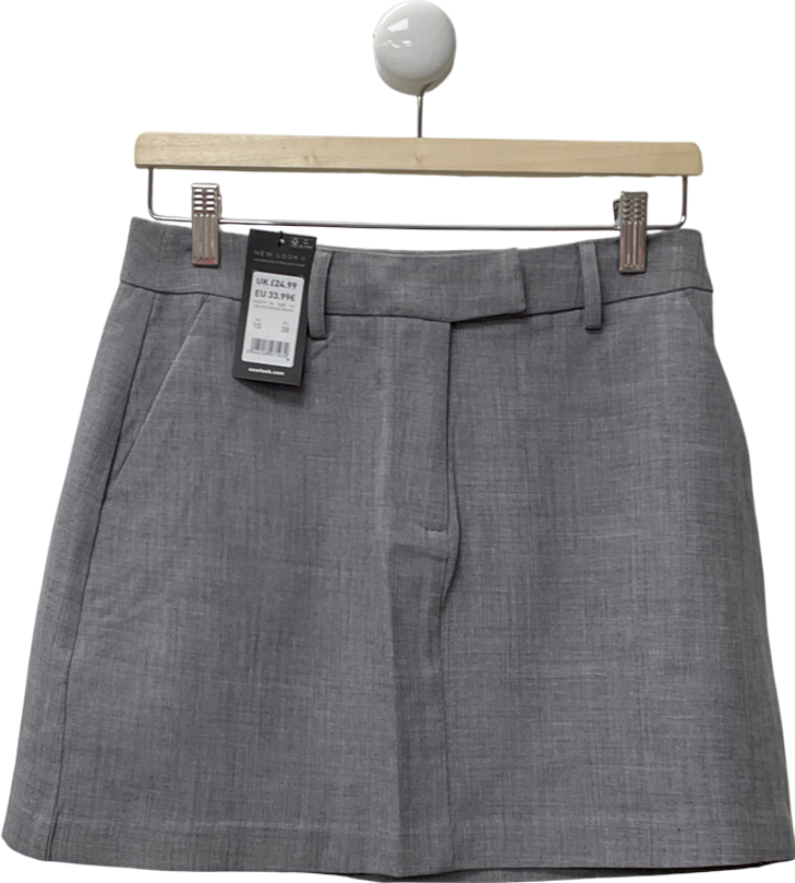 New Look Grey High Waisted A-line Mini Skirt UK 10