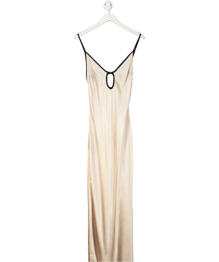 BEC+ BRIDGE Beige Satin Maxi Dress UK 12
