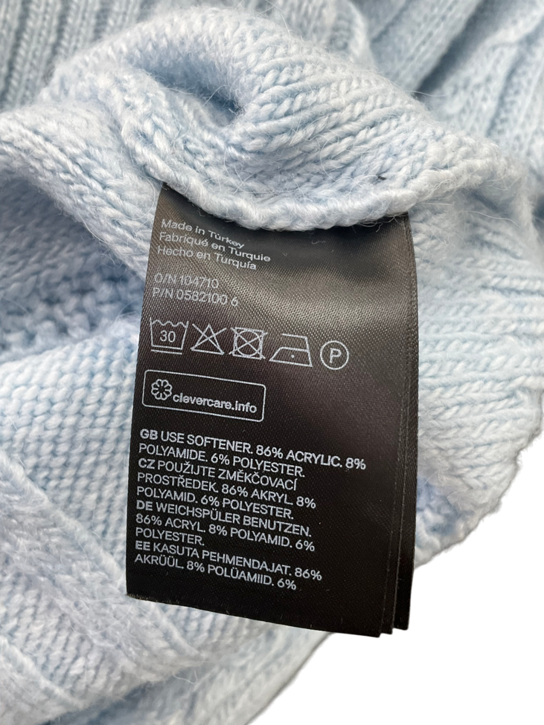 H&M Blue Cable-knit Jumper UK M