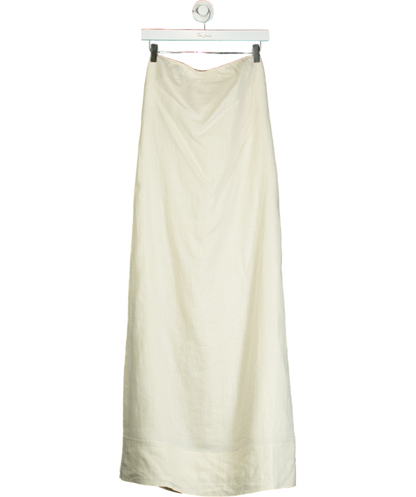 Massimo Dutti Cream Linen Strapless Midi Dress UK M