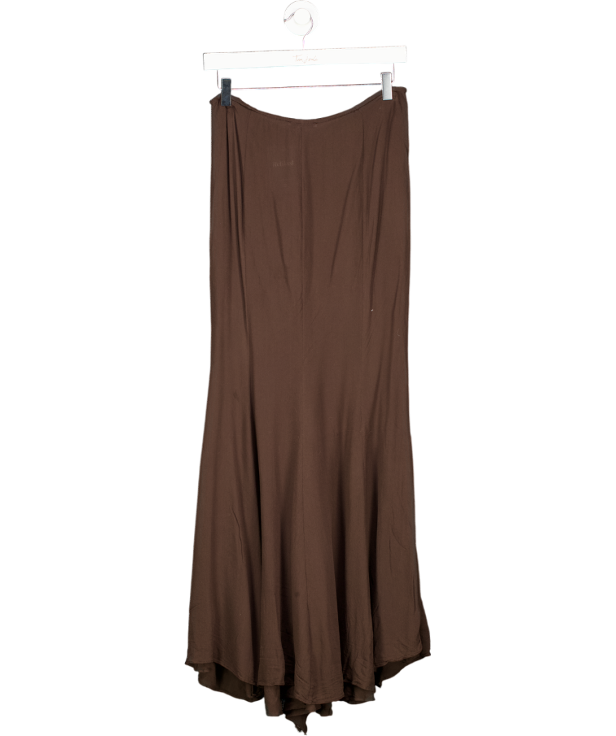 MANGO x Supriya Brown Lele Ruffled Front Seam Fluid Maxi Skirt UK S