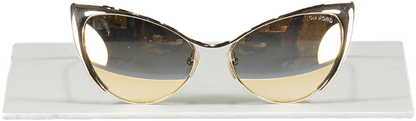 Tom Ford Metallic Natasya Gold Mirror Cat Eye Sunglasses In Case