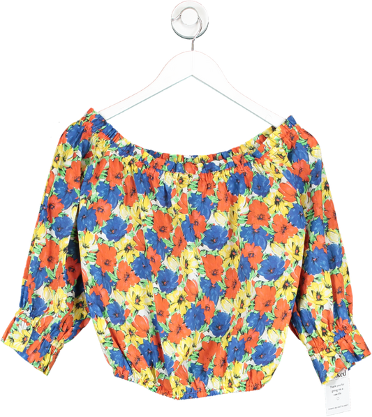 Rixo Multicoloured Cotton Kerry Floral Print Cropped Top UK S