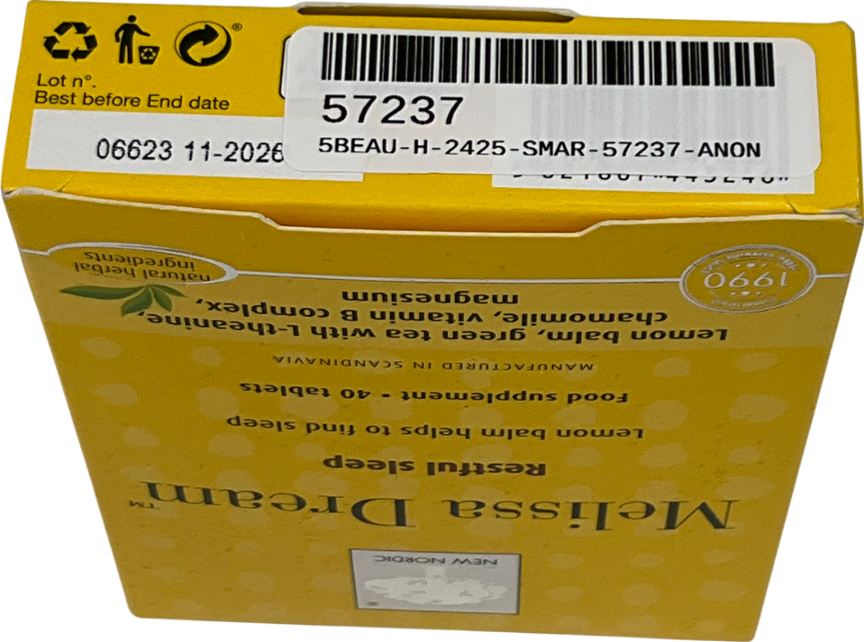 New nordic Melissa Dream 40 Tablets Restful Sleep 40 tablets