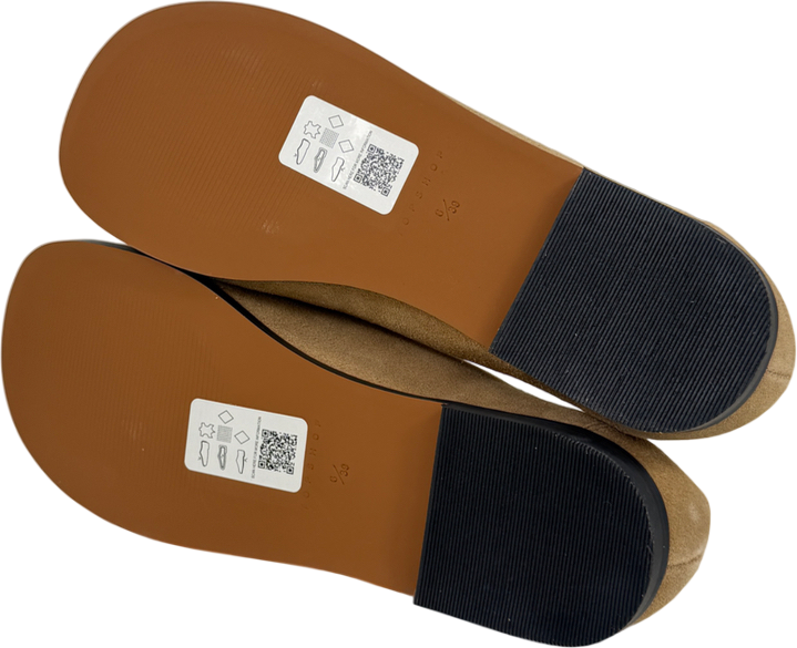 Topshop Beige Charlie Real Suede Flat Loafer In Camel UK 6 EU 39