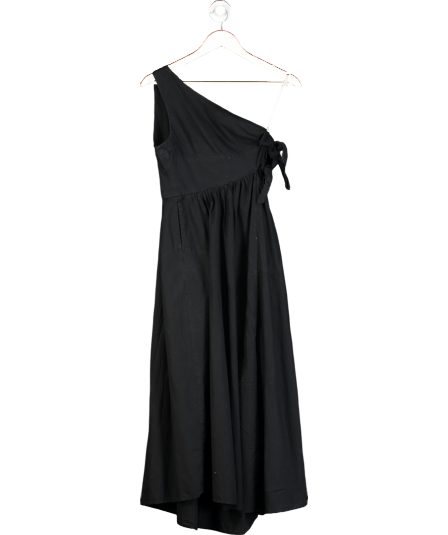 Free People Black Cotton Asymmetric Open Sided Dress UK XS