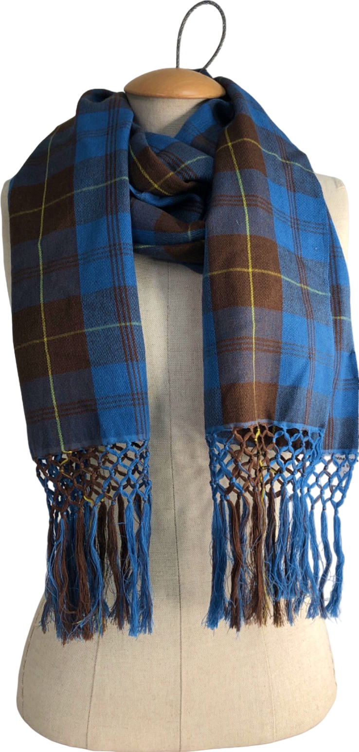 Blue Brown Check Pattern Scarf