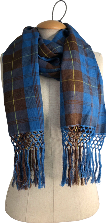 Blue Brown Check Pattern Scarf