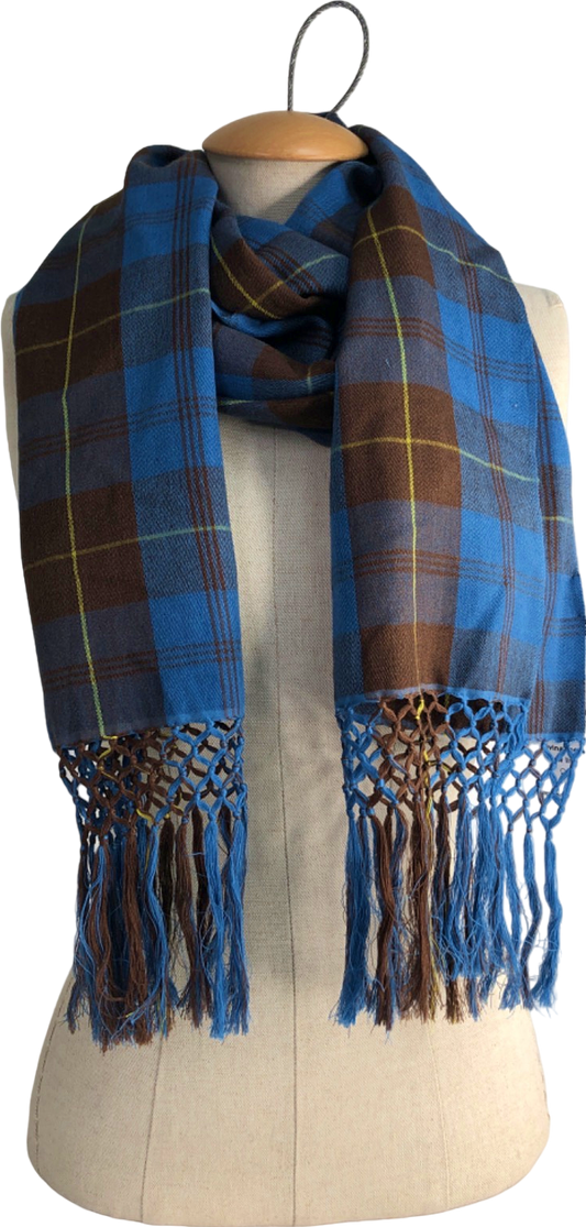 Blue Brown Check Pattern Scarf