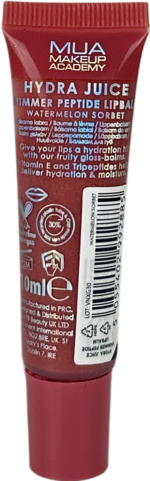 MUA Makeup Academy Hydra Juice Shimmer Peptide Lip Balm Watermelon Sorbet 10ml