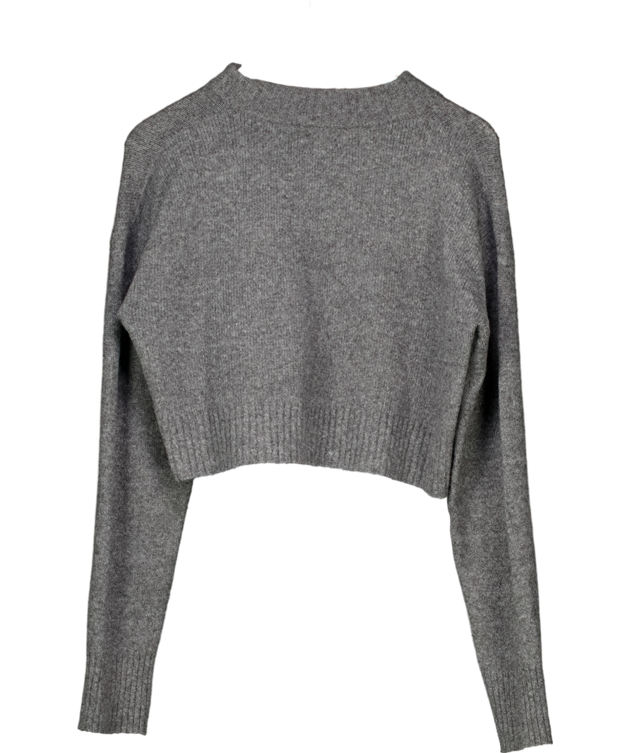 Adanola Grey V Neck Knit Sweatshirt UK S