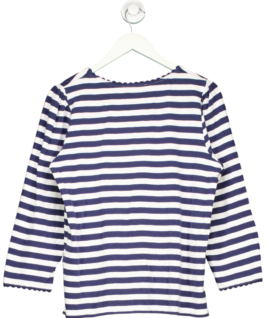Wyse Blue Elyna Striped Long Sleeve Tee with Scallop trim UK 14